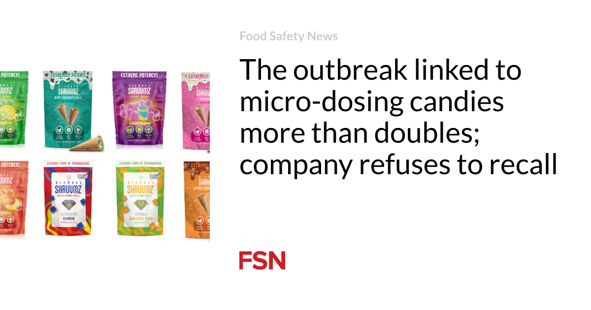 The outbreak linked to micro-dosing candies more than doubles; company refuses to recall